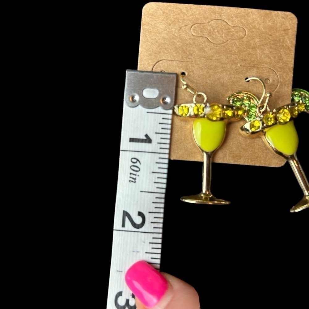 Tropical Margarita Earrings with a Slice Of Lime with Fish Hook Piercing - Picture 6 of 10